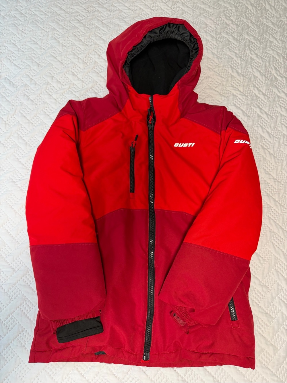 Gusti Preteen Red Two-Tone Hooded Insulated Winter Ski Jacket Sz 12 Coat